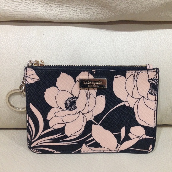 kate spade Handbags - HP🎉 Kate Spade Pink Black Floral Keychain Wallet